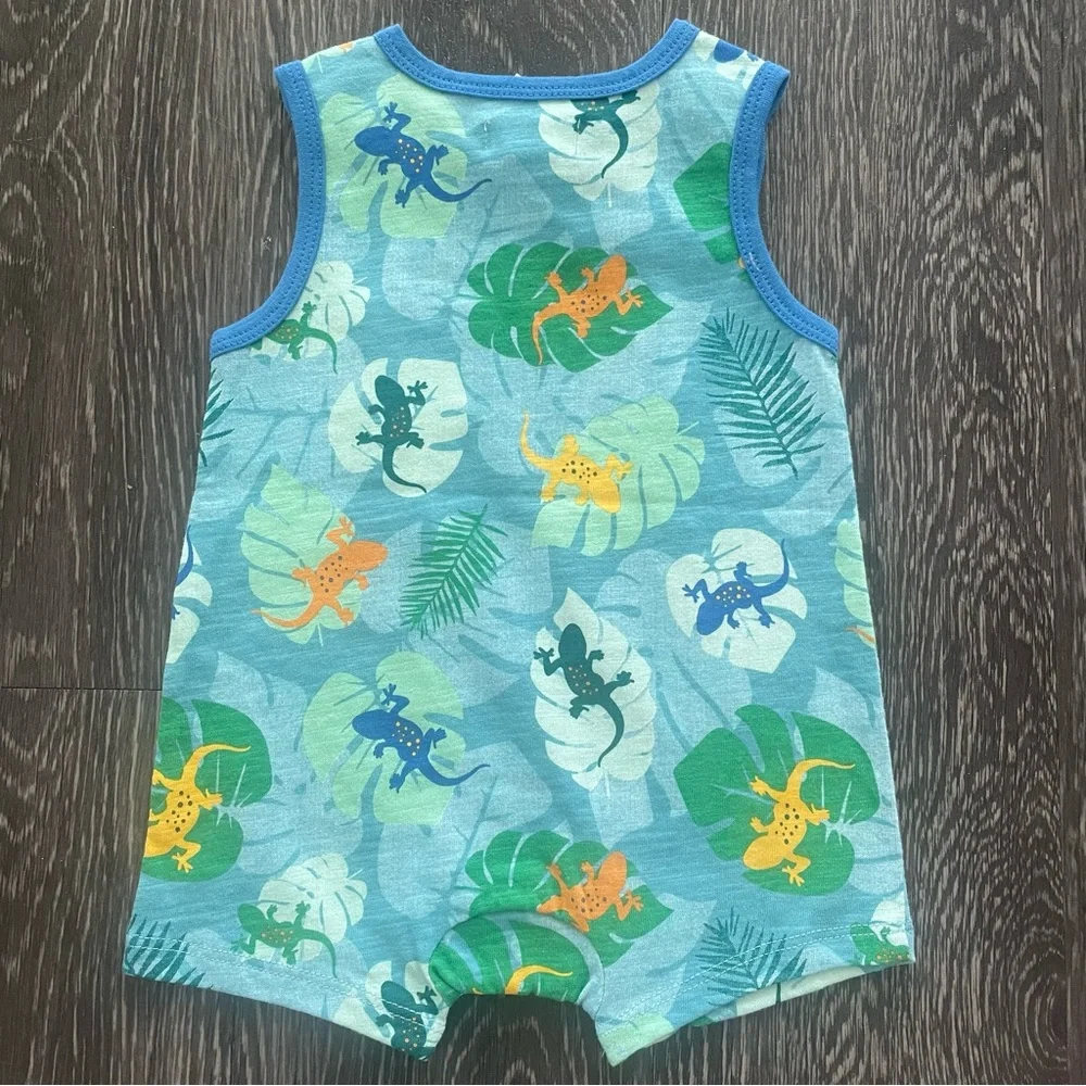 New! Mud Pie Lizard Print Baby Boy Romper 3-6 Months